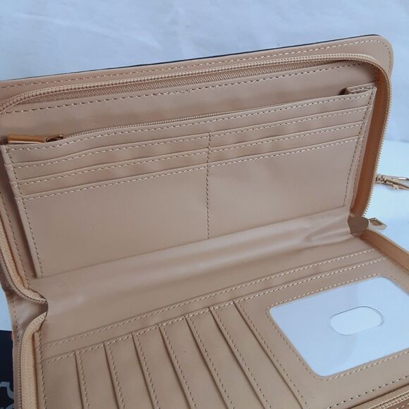 Melodie Cecile M.C. Orange Crossbody Wallet Croc Print Skin Leather Zip Around - Picture 8 of 16